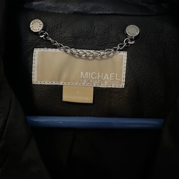 MICHAEL Michael Kors women's black leather moto jacket - Picture 5 of 5